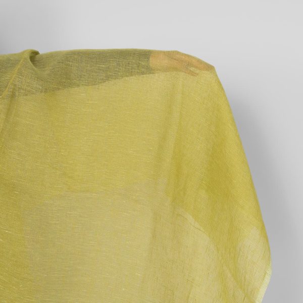 Linen fabric yellow green transparent