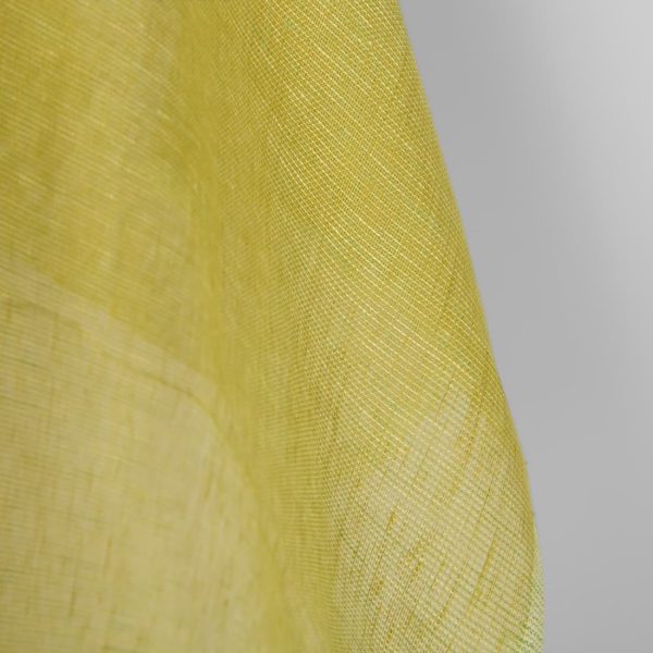 Linen fabric yellow green transparent, pure linen