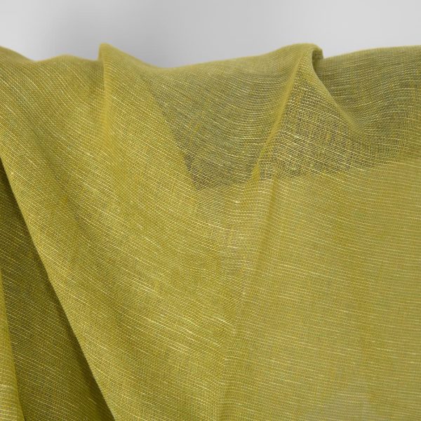 Linen fabric yellow green transparent, gauze