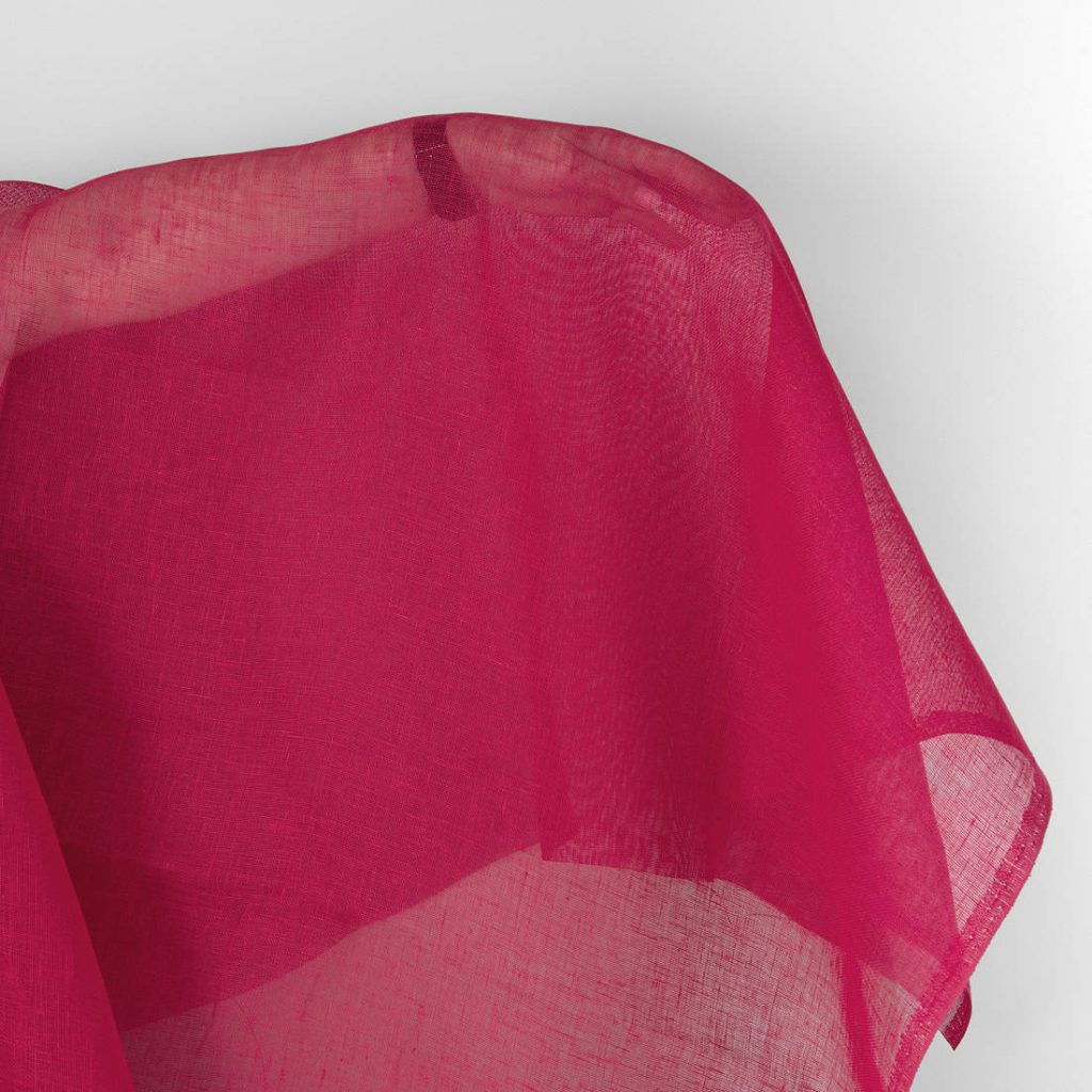 Linen fabric bright rose-pink gauze