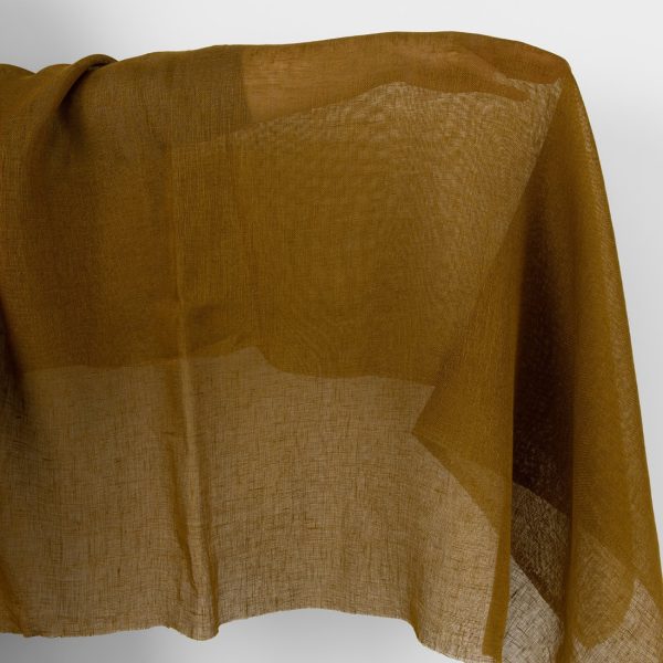 Sheer linen fabric golden brown, washed