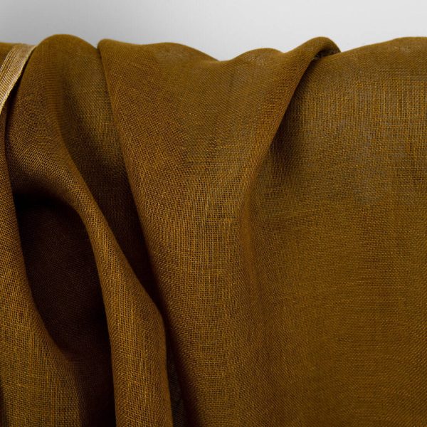 Sheer linen fabric golden brown, washed, transparent