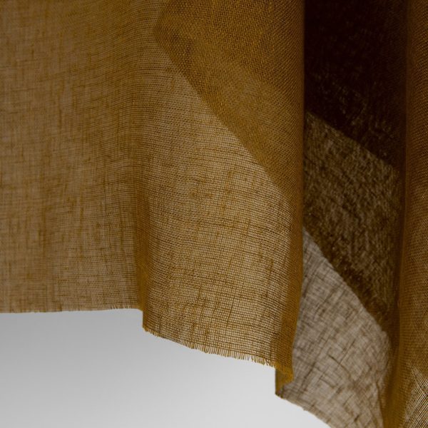 Sheer linen fabric golden brown, washed, 100% linen
