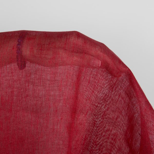 Linen fabric deep red colour transparent product photo