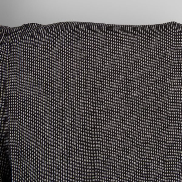 Linen black checked double sided fabric washed darker side