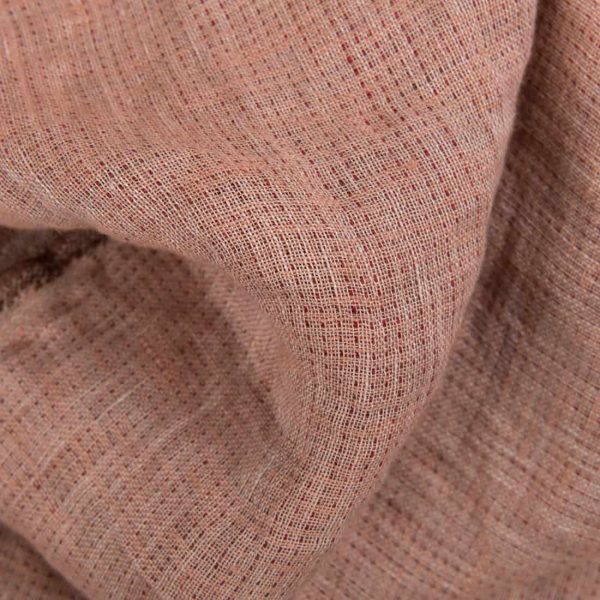 ウォームブラウンの両面ウォッシュドリネン生地 - 画像 (2)