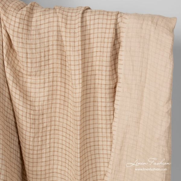 Washed linen double sided sand colour fabric