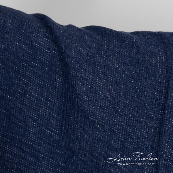 Blue and flax colour washed linen fabric.