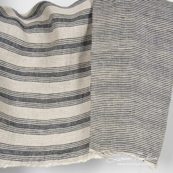Striped linen fabric double sided