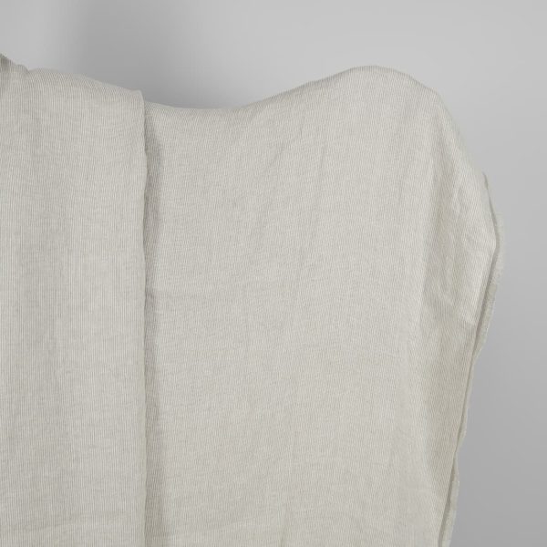 Washed linen fabric in natural and white colour stripes