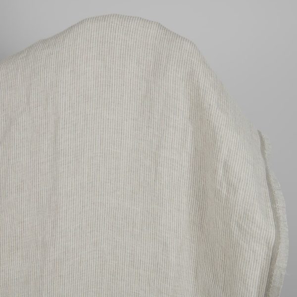 Washed linen fabric in natural and white colour stripes product photo