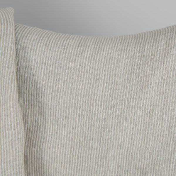 Washed linen fabric in natural and white colour stripes small pattern