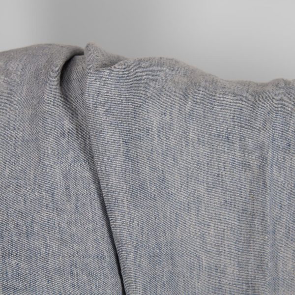 Washed linen fabric blueish grey colour double-sided product photo