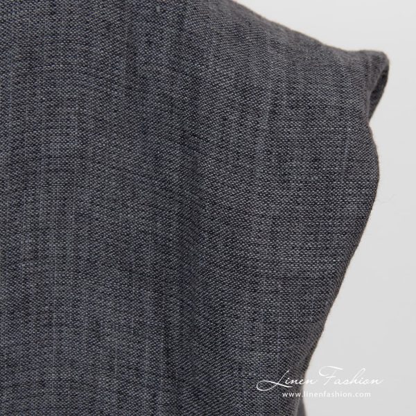 Washed grey checked linen fabric.