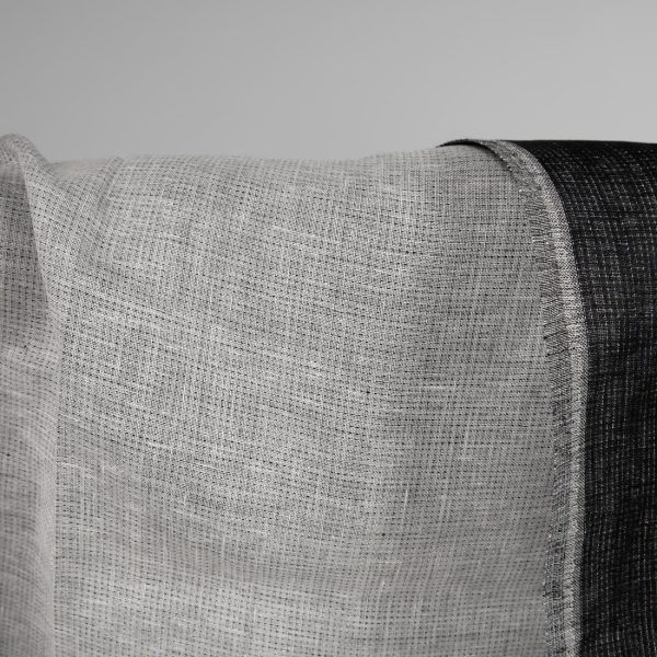 Linen double-sided fabric black white mix close up view