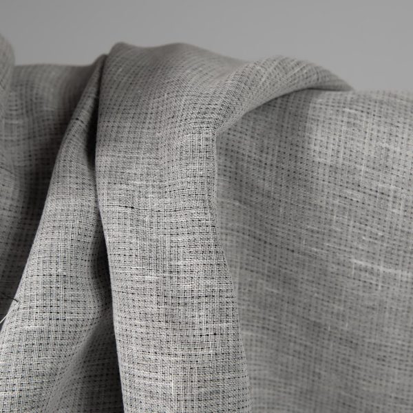 Linen double-sided fabric black white mix not washed