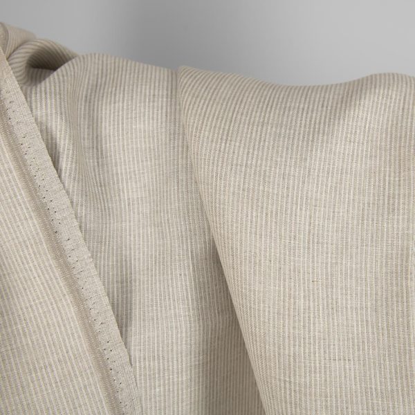 Linen fabric natural and white narrow stripes, 150cm
