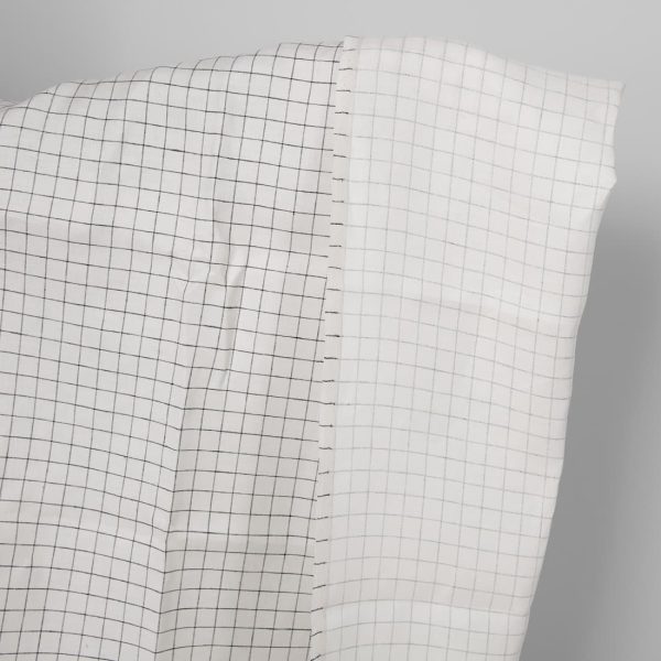 Linen fabric double-sided off-white with black checks