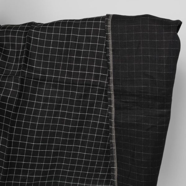 Linen fabric double-sided black with white checks