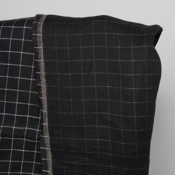 Linen fabric double-sided black with white checks other side