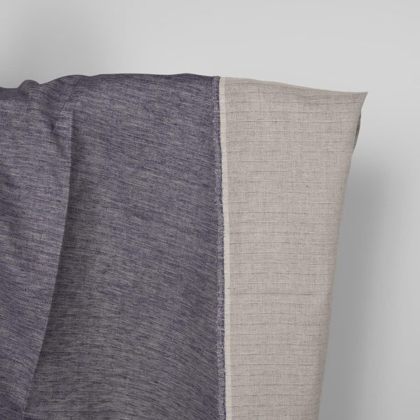 Linen fabric cobalt blue and beige double-sided