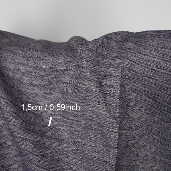 Linen fabric cobalt blue and beige double-sided, with measurements