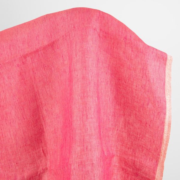 Linen fabric double-sided white and pink, double-layer
