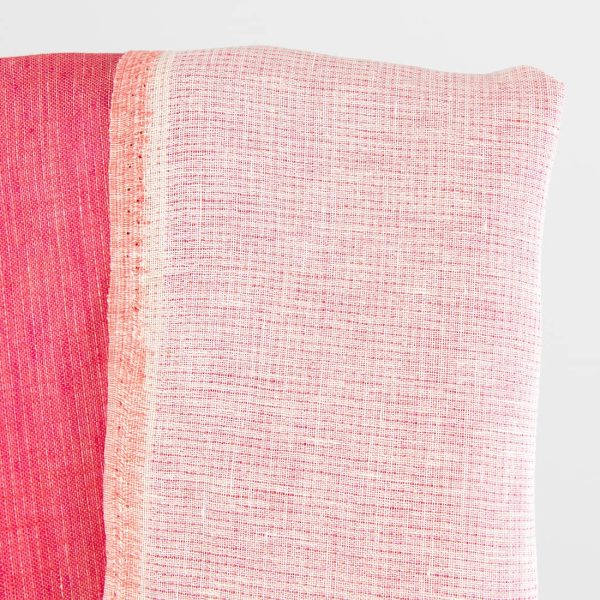 Linen fabric double-sided white and pink, 100% linen