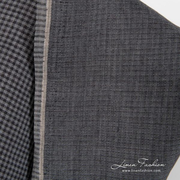 Checked black-grey linen fabric.