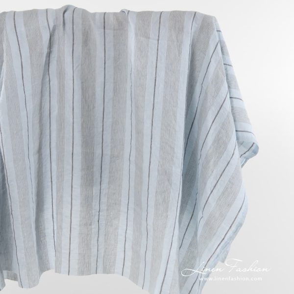 Pale blue striped linen fabric.