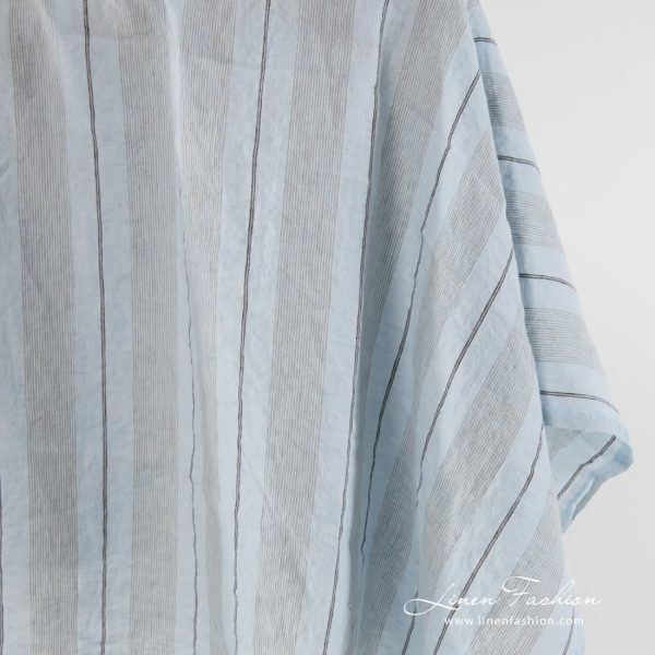 Striped pale blue linen fabric.