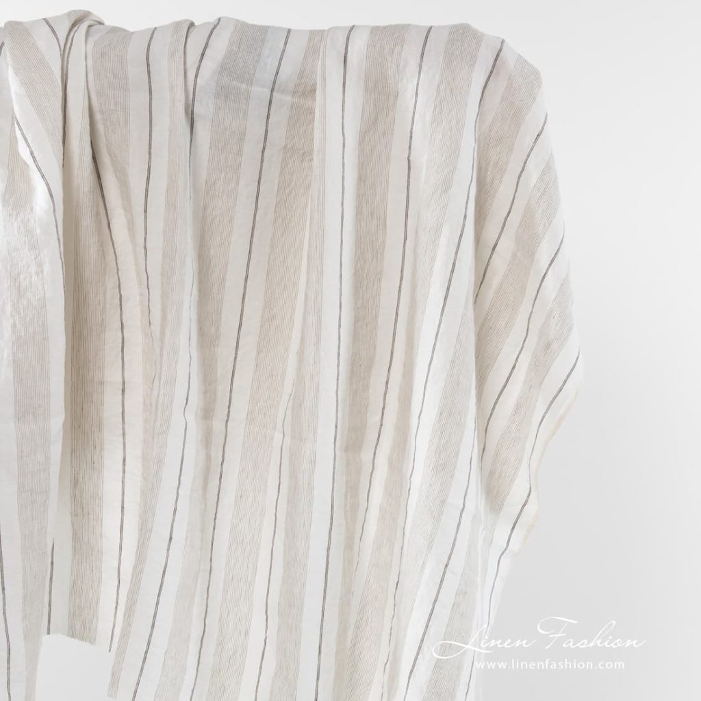 White linen fabric with stripes.
