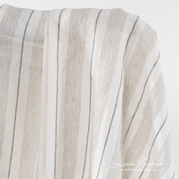 100% linen fabric in white with stripes.