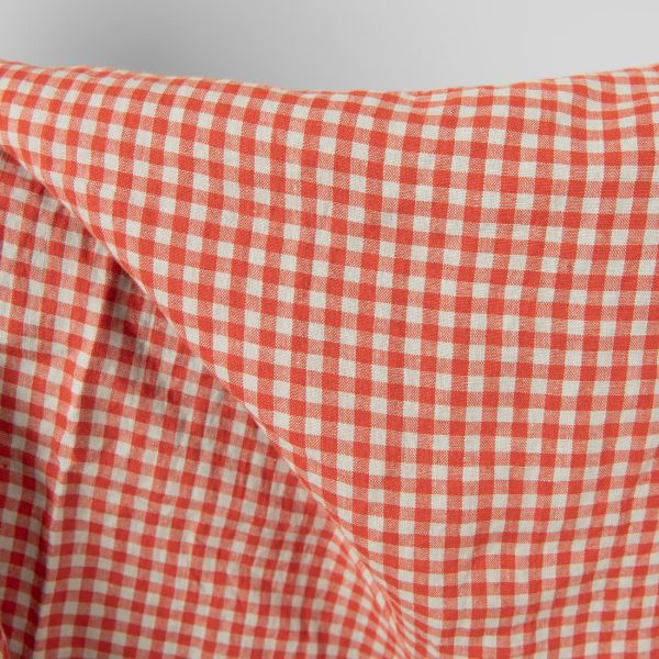 Washed linen fabric in red green checks product photo
