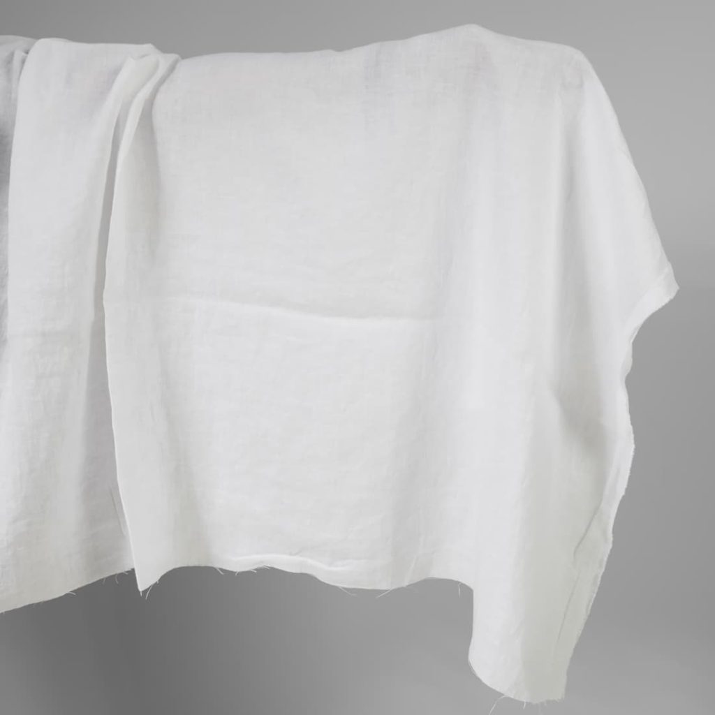 Linen washed fabric optic white colour