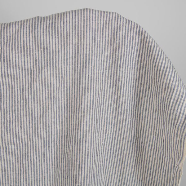 Washed linen fabric with brownish and blueish grey stripes 145cm