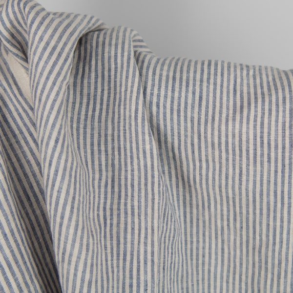 Washed linen fabric with brownish and blueish grey stripes product photo