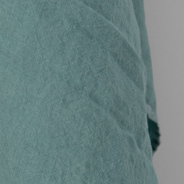 Wide washed linen fabric plain aquamarine, extra wide