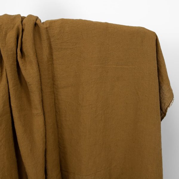 Wide linen fabric brown, washed