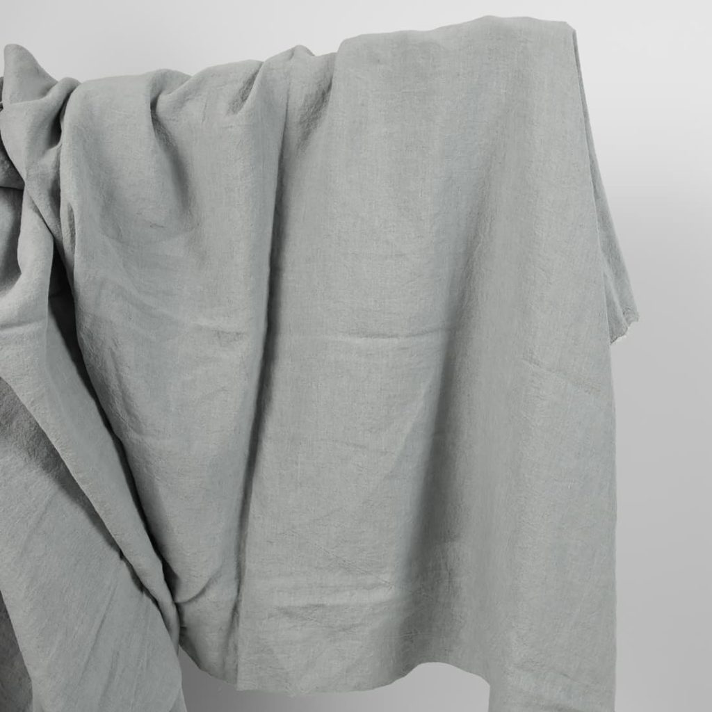 linen wide washed blue grey fabric