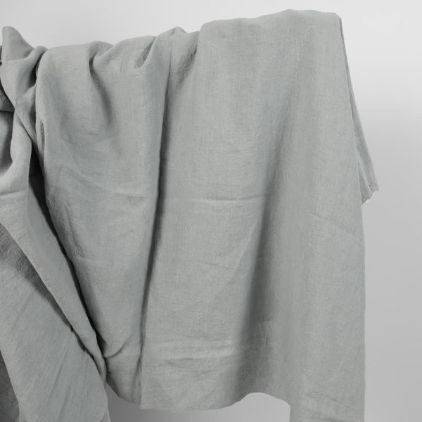 linen wide washed blue grey fabric