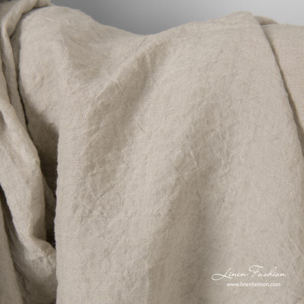 Washed sand colour linen fabric