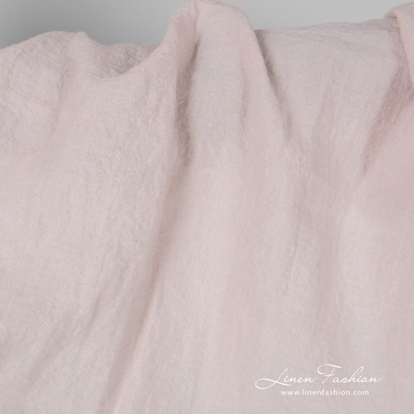 Wide light pink linen fabric, washed