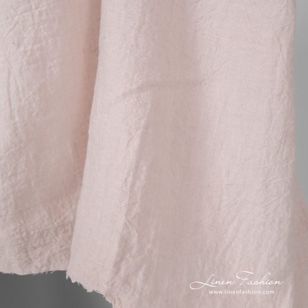 Light pink linen fabric in extra wide width, washed