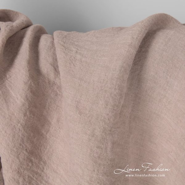 Washed smokey rose linen fabric, extra width