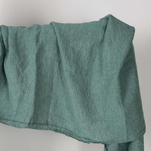Wide green fabric, washed linen