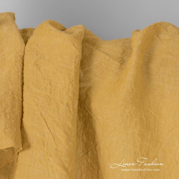 Extra wide yellow fabric, washed linen