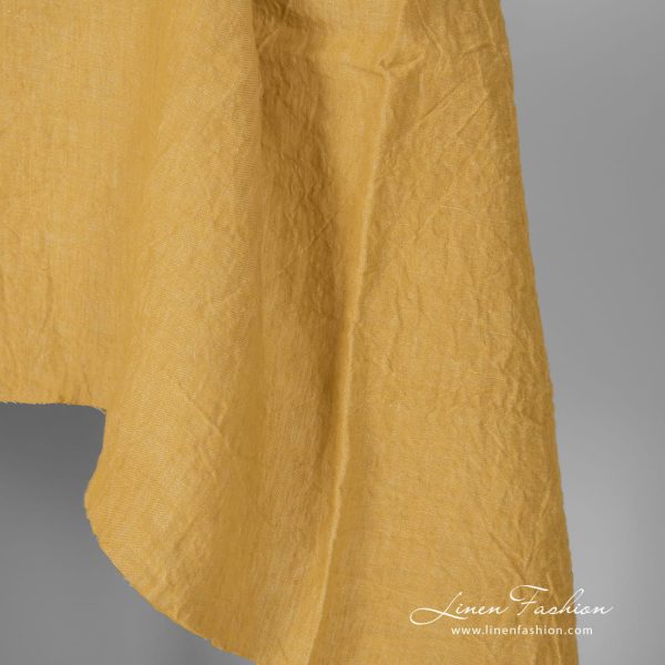 Washed linen fabric, yellow melange
