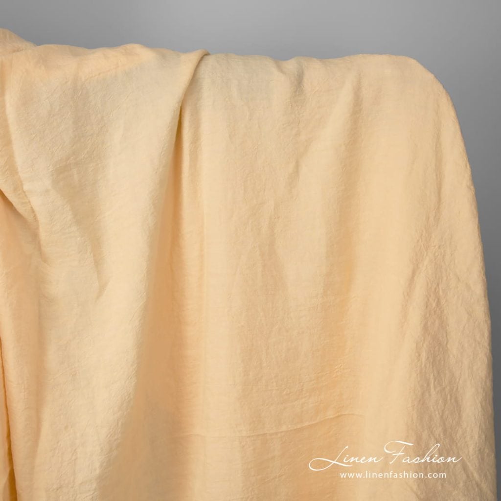 Wide washed linen fabric cream colour