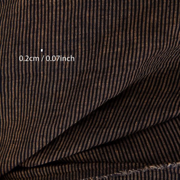 Linen fabric black with small clay stripes washed, with measurements